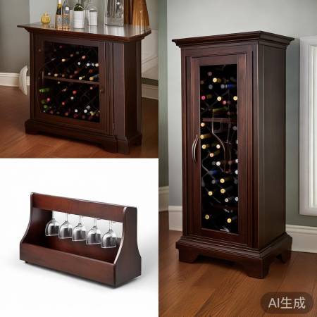 酒柜杯架搭配，颜色和谐