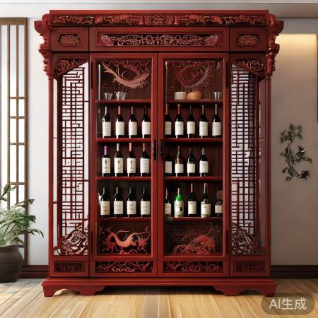 中式酒柜：屏风亭台风