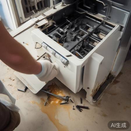 拆卸灶台，擦净油污