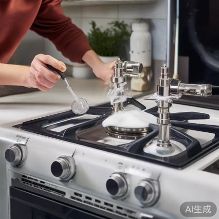 用肥皂水检测燃气灶漏气