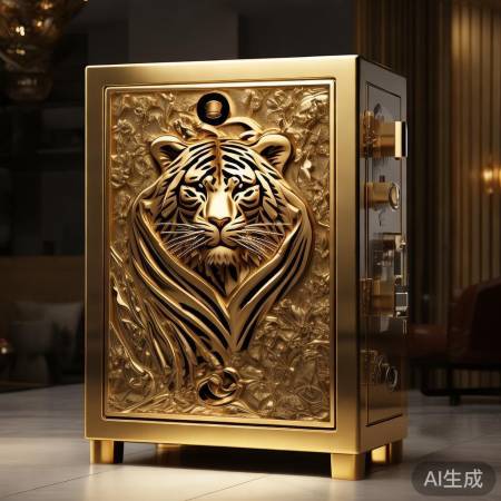 虎牌保险柜土豪金色，安全守护尊贵生活