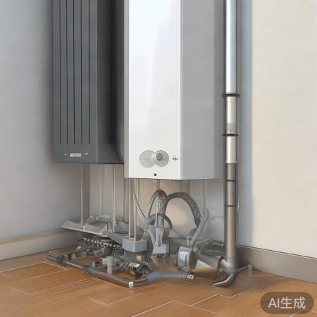 安装排水管道，低于壁挂炉