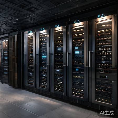 酒窖里的红酒柜琳琅满目