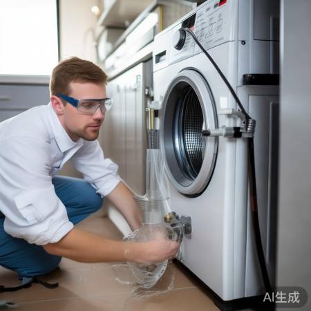 安装进水管,保持水平