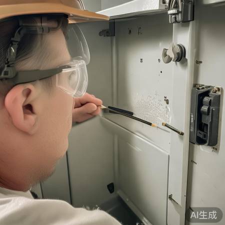 消毒柜后打孔戴安全帽