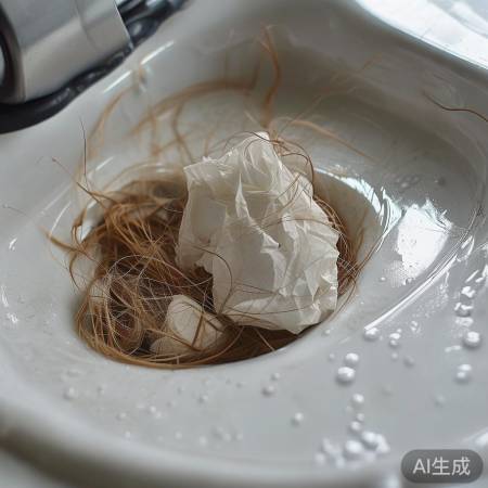 马桶堵塞，头发纸巾惹的祸
