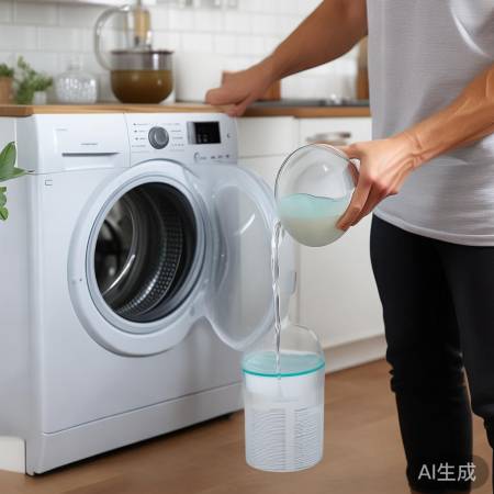 “洗衣机堵塞，用疏通剂或热水白