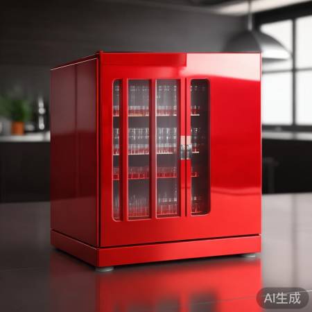 红色筷子消毒柜，健康活力象征