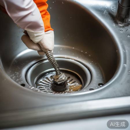 清理排水口,小心操作