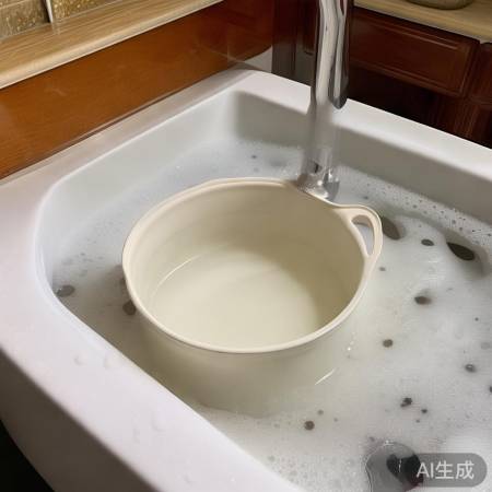 白醋溶解污渍，清水洗净