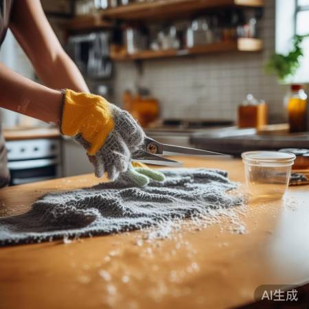 厨房清洁三宝：剪刀、擦油布、手