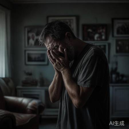 父亲痛哭，孩子孤身一人在家
